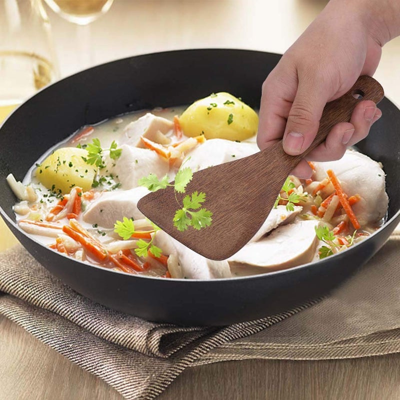 Fdit Kitchen Cooking Tool Shovel Wooden Spatula Fried Rice Turner Utensils Cooking Roasting(Semicircular) - Image 4