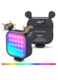 Y&D Portable RGB Video Lights, 2 in 1 LED Camera Light with Dual Stereo Microphone 360° Full Color for Photography Cold Shoes, 2000mAh Rechargeable CRI 95+ 2500-9000K Dimmable Panel Fill Lamp  - Image 1