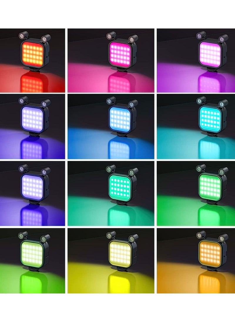 Y&D - Portable RGB Video Lights, 2 in 1 LED Camera Light with Dual Stereo Microphone 360° Full Color for Photography Cold Shoes, 2000mAh Rechargeable CRI 95+ 2500-9000K Dimmable Panel Fill Lamp - Image 1