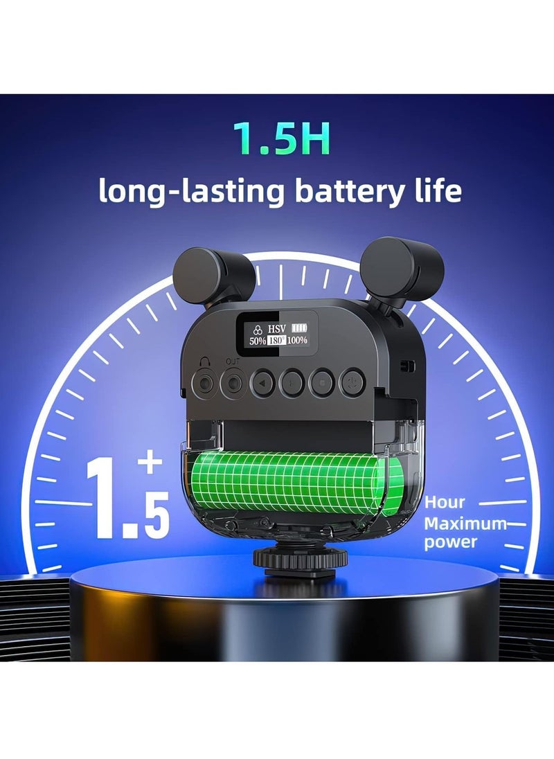 Y&D - Portable RGB Video Lights, 2 in 1 LED Camera Light with Dual Stereo Microphone 360° Full Color for Photography Cold Shoes, 2000mAh Rechargeable CRI 95+ 2500-9000K Dimmable Panel Fill Lamp - Image 1