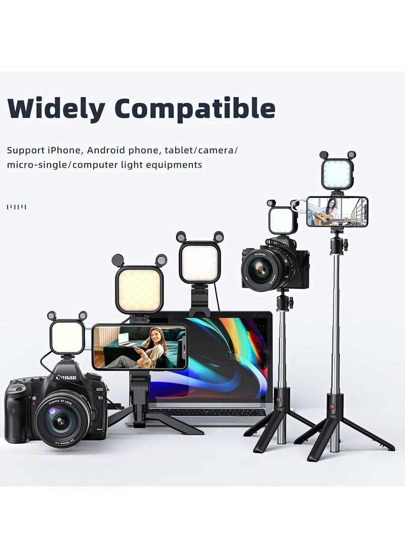 Y&D - Portable RGB Video Lights, 2 in 1 LED Camera Light with Dual Stereo Microphone 360° Full Color for Photography Cold Shoes, 2000mAh Rechargeable CRI 95+ 2500-9000K Dimmable Panel Fill Lamp - Image 1