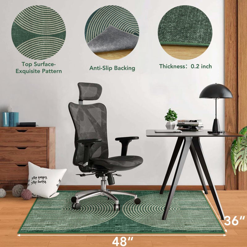 Lreedy Office Chair Mat for Hardwood Floor&Tile Floor,36"X 48" Heavy Duty Desk Chair Mat for Hard Floors,Under Desk Rug for Rolling Computer Chair,Anti Slip,Low Pile Carpet Floor-Geo Green - Image 2