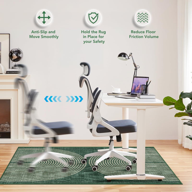 Lreedy Office Chair Mat for Hardwood Floor&Tile Floor,36"X 48" Heavy Duty Desk Chair Mat for Hard Floors,Under Desk Rug for Rolling Computer Chair,Anti Slip,Low Pile Carpet Floor-Geo Green - Image 5