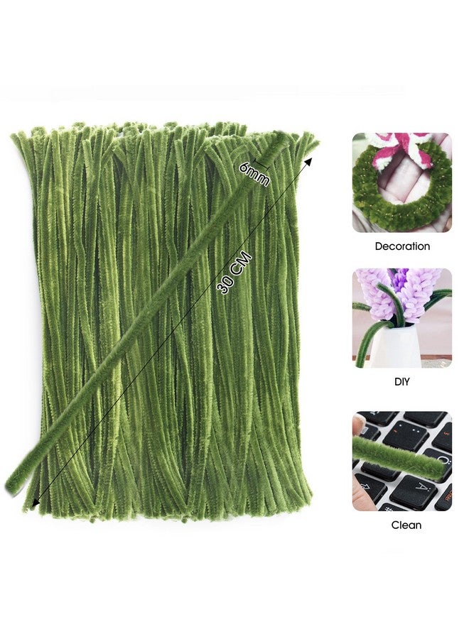 جيجاكرافت 200 قطعة من منظفات الأنابيب المصنوعة من سيقان الشنيل لعيد الميلاد، منظفات الأنابيب الخضراء المريمية للحرف اليدوية، منظفات الأنابيب المصنوعة يدويًا مقاس 12 بوصة، سيقان الشنيل 6 مم للديكور في العطلات، ديكور العام الجديد - Image 2