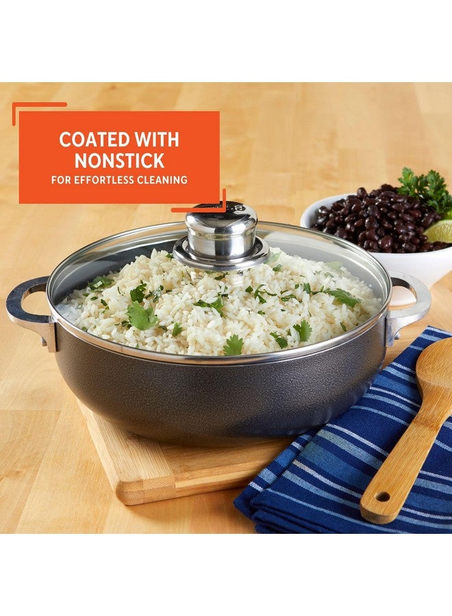 Imusa IMUSA 3.2qt Charcoal Aluminum Nonstick Caldero with Glass Lid, Black  - Image 4
