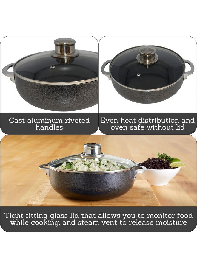 Imusa IMUSA 3.2qt Charcoal Aluminum Nonstick Caldero with Glass Lid, Black  - Image 2