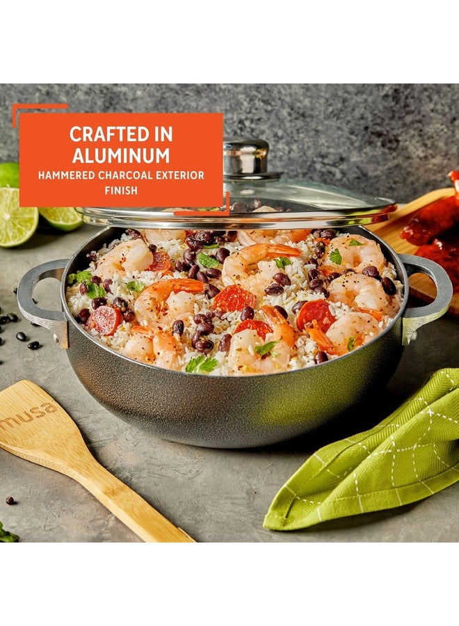 Imusa IMUSA 3.2qt Charcoal Aluminum Nonstick Caldero with Glass Lid, Black  - Image 3