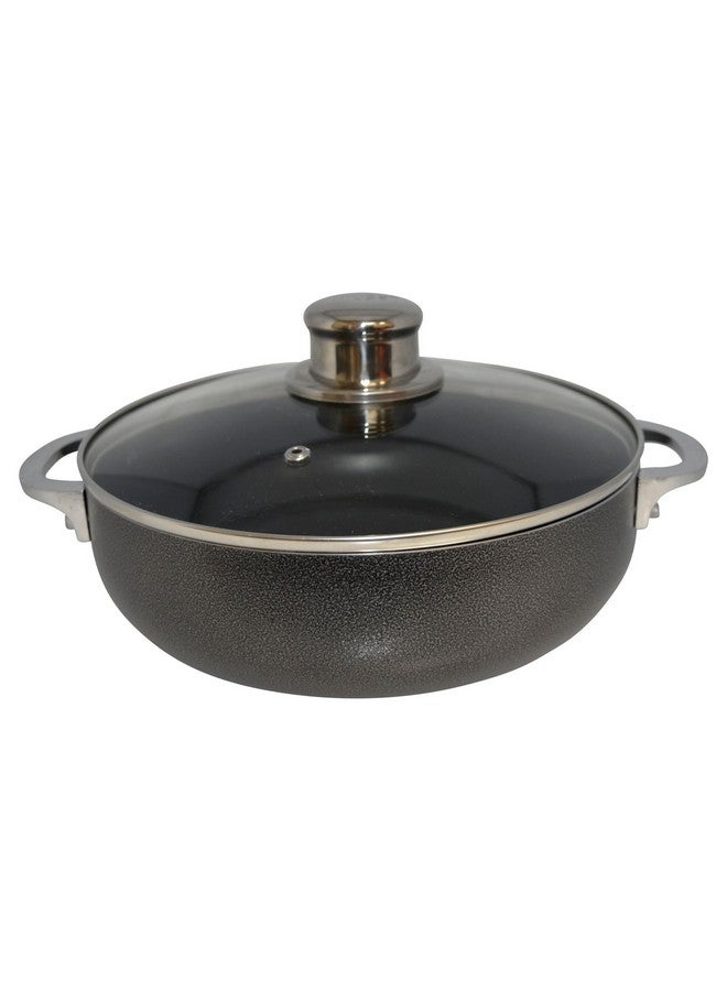 Imusa IMUSA 3.2qt Charcoal Aluminum Nonstick Caldero with Glass Lid, Black  - Image 1