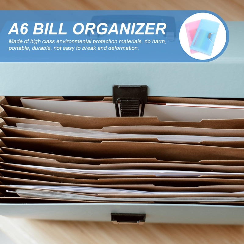 2 Pack Accordion File Folder Set With 13 Pockets Expanding Paper Document Organizer Lanyard Mini A6 Receipt Storage Holder For Office School Filing Beige - Image 4