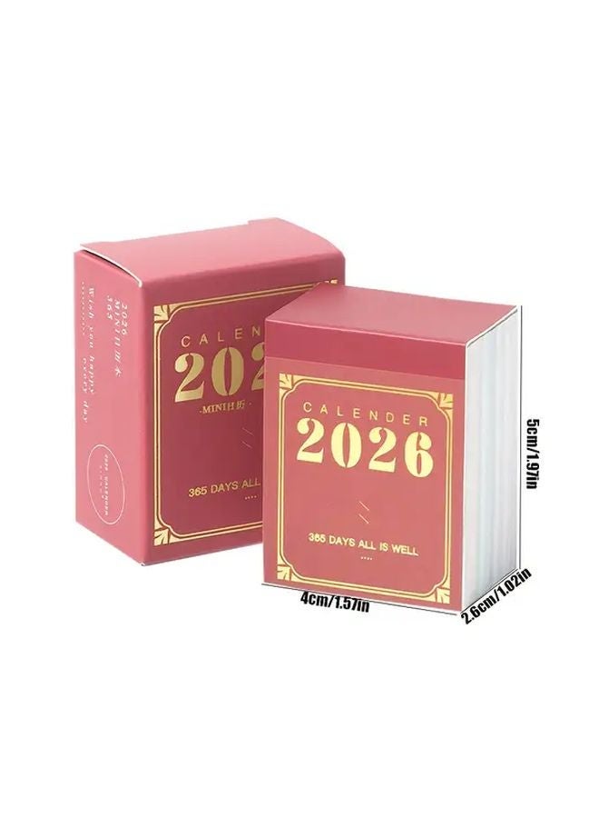 مخطط تقويم ثنائي اللغة صيني-إنجليزي صغير لعام 2026، غير مؤرخ، شهري وأسبوعي، دفتر جيب بغطاء بلمسة ذهبية - Image 3
