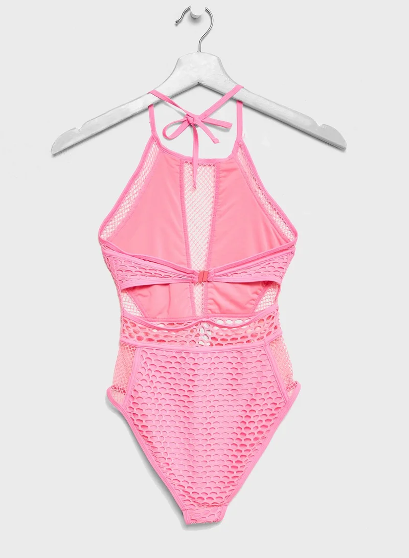 NEW LOOK High Neck Mesh Swimsuit
