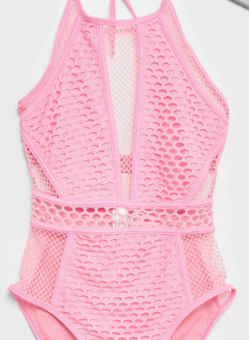 NEW LOOK High Neck Mesh Swimsuit