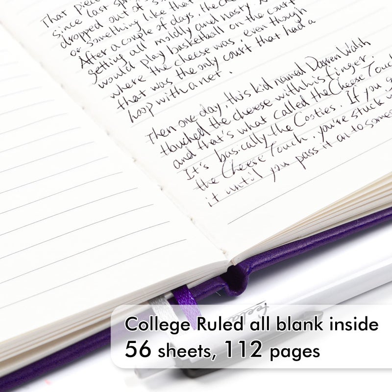feela 15 Pack Pocket Small Notebooks Bulk, Mini Cute Notepads Hardcover College Ruled Lined Journals with Pen Holder for School Business Memos, with 15 Black Pens, 3.5â€x 5.5â€, A6, Purple - Image 3
