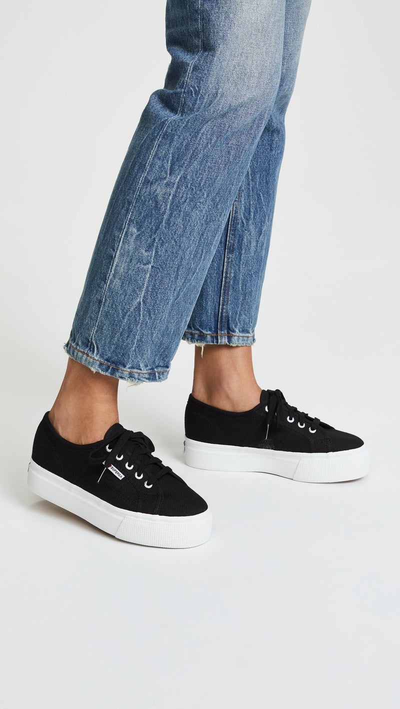 Superga womens 2790 Acotw Platform Fashion Sneaker, Black/White, 6.5 US - Image 4