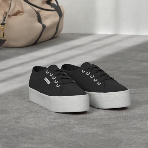 Superga womens 2790 Acotw Platform Fashion Sneaker, Black/White, 6.5 US - Image 2