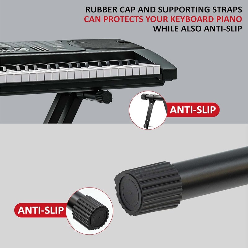 Crystals Double Braced X Frame Music Piano Keyboard Stand & Chair by ® (Double Braced Stand) - Image 3