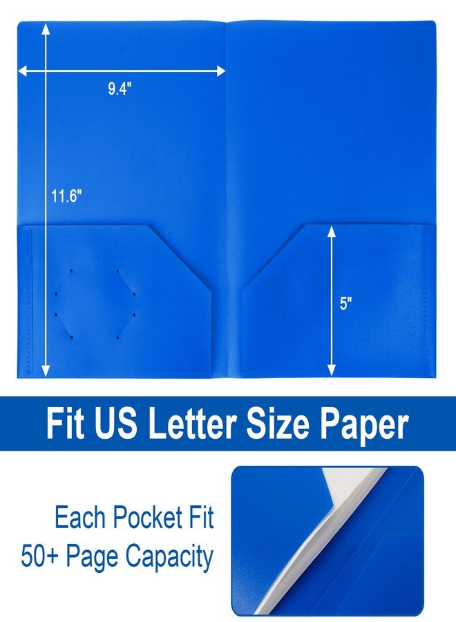 EEHZTSI 6-Pack Plastic Folders with Pockets,2-Pocket Poly Folders Holds 8-1/2" x 11" Paper for School/Office/Home, Blue - Image 4