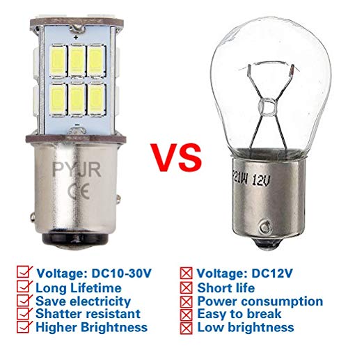 PYRJIN 1157 Led Bulb White, Bay15d Led 12V 5W Bulb, Dc10-30V 6000K 800 Lm For Tail/Brake, Backup Light, For Car, Rv, Trailer, Boat, Motorcycle. (Pack Of 2) - Image 3