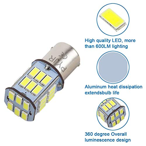 PYRJIN 1157 Led Bulb White, Bay15d Led 12V 5W Bulb, Dc10-30V 6000K 800 Lm For Tail/Brake, Backup Light, For Car, Rv, Trailer, Boat, Motorcycle. (Pack Of 2) - Image 4