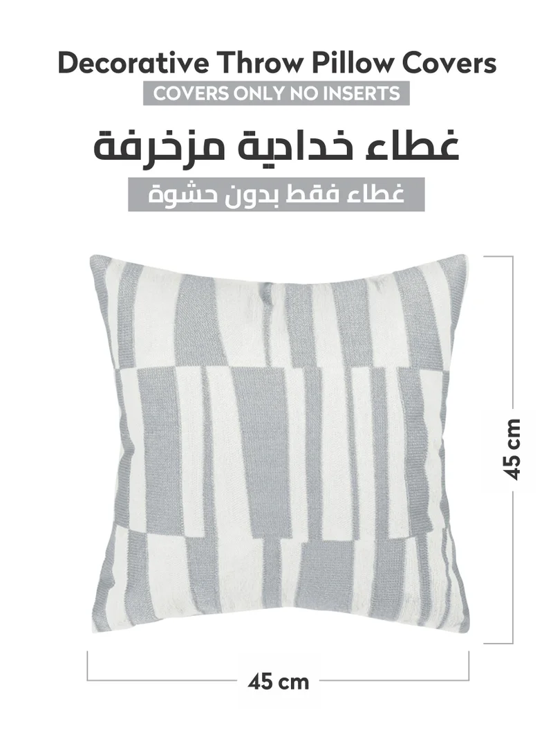 Donetella 2 Piece Embroidered Cushion Cover (45X45cm) Without Filler Grey