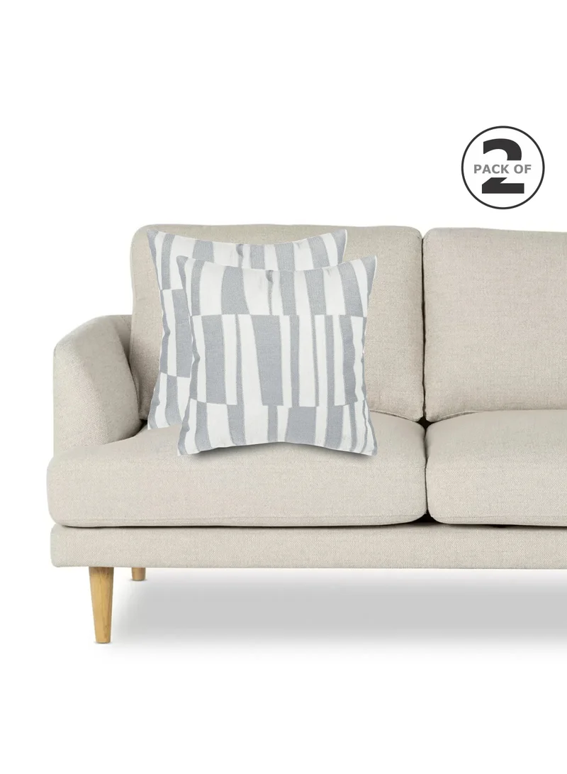 Donetella 2 Piece Embroidered Cushion Cover (45X45cm) Without Filler Grey