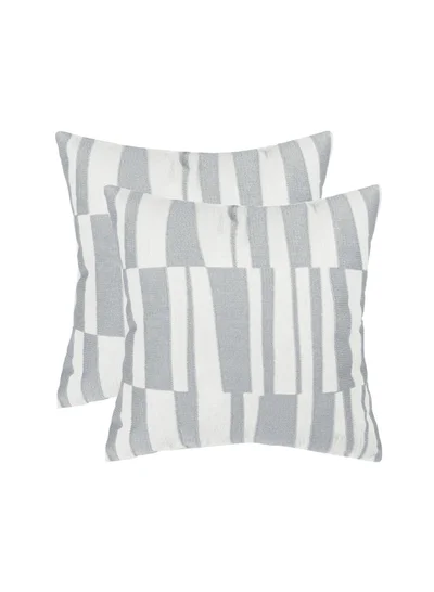 Donetella 2 Piece Embroidered Cushion Cover (45X45cm) Without Filler Grey