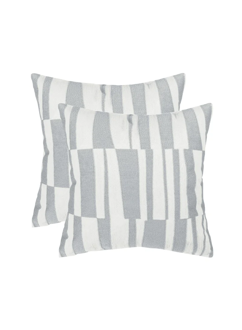 Donetella 2 Piece Embroidered Cushion Cover (45X45cm) Without Filler Grey