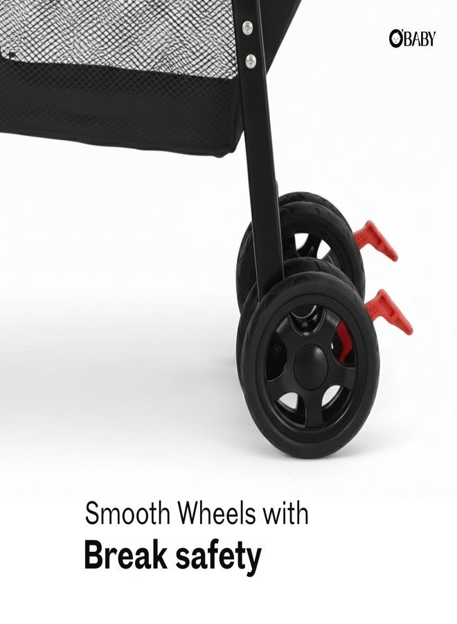 أو بيبي عربة أطفال OBABY مزودة بمقعد قابل للإمالة، ومظلة قابلة للتعديل، وحزام أمان، وعجلات سلسة، وتصميم قابل للطي صغير الحجم (عربة أطفال صغيرة رمادي فاتح) - Image 5