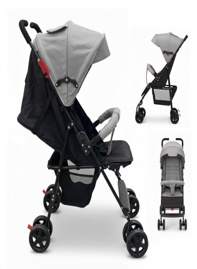 أو بيبي عربة أطفال OBABY مزودة بمقعد قابل للإمالة، ومظلة قابلة للتعديل، وحزام أمان، وعجلات سلسة، وتصميم قابل للطي صغير الحجم (عربة أطفال صغيرة رمادي فاتح) - Image 1