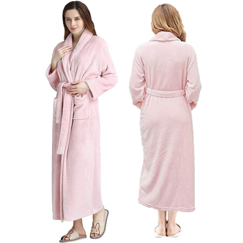 Oksun Womens Plush Fleece Long Robe: Flannel Warm Bathrobe - Full Length Winter Housecoat - Soft Cozy Nightgown Sleepwear (Pink, XL) - Image 1