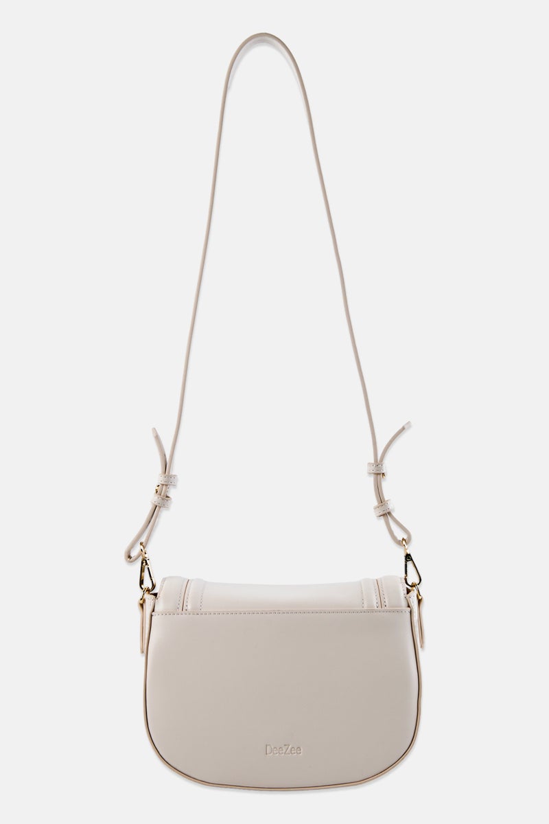 Deezee Women Brand Logo Cross Body Bag, Ivory - Image 2