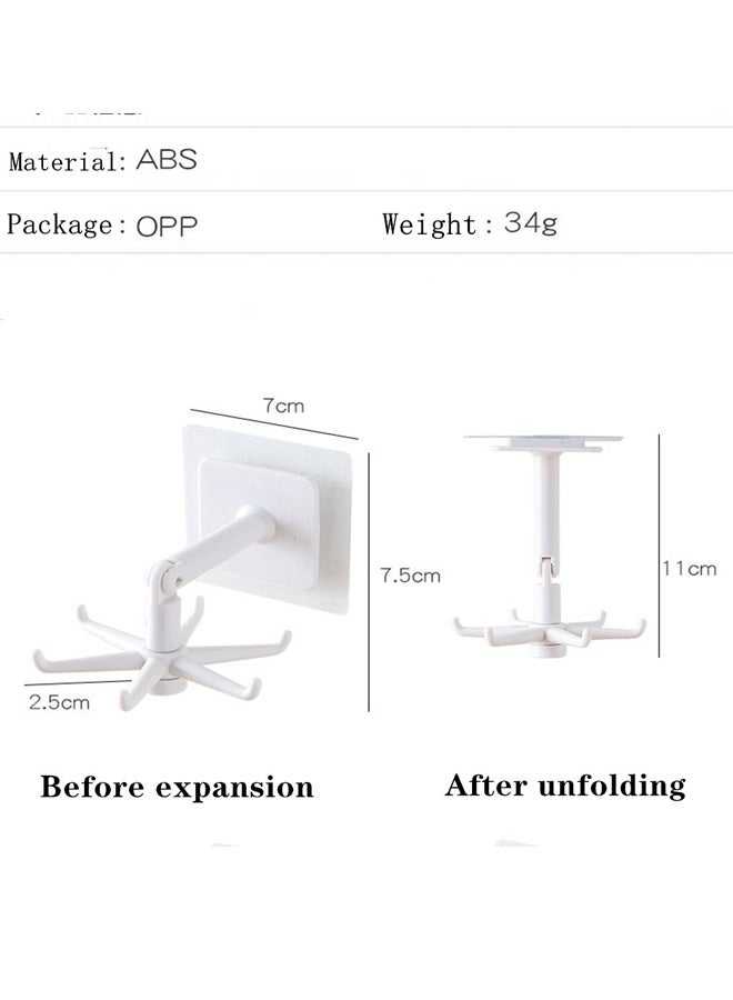 Multifunctional 360°Rotating And Folding Hook Kitchen Shelf white  - Image 5