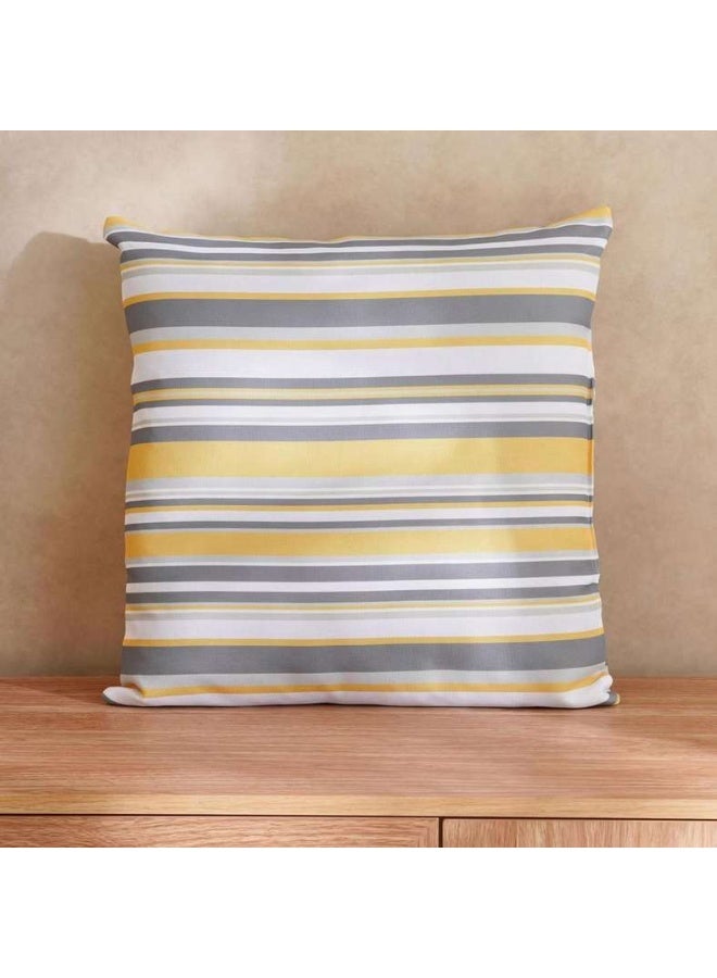 Pan Home وسادة خارجية مخططة محشوة 45x45 سم - رمادي/أصفر - Image 1