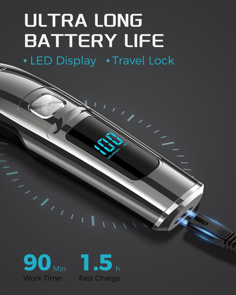 Brightup Beard Trimmer for Men - Electric Razor & Shaver, Cordless Hair Clippers Trimmers Set, IPX7 Waterproof Mens Grooming Kit for Shaving Face, Mustache, Body, Ear, Nose Hair Trimmer, Gifts for Men - Image 4