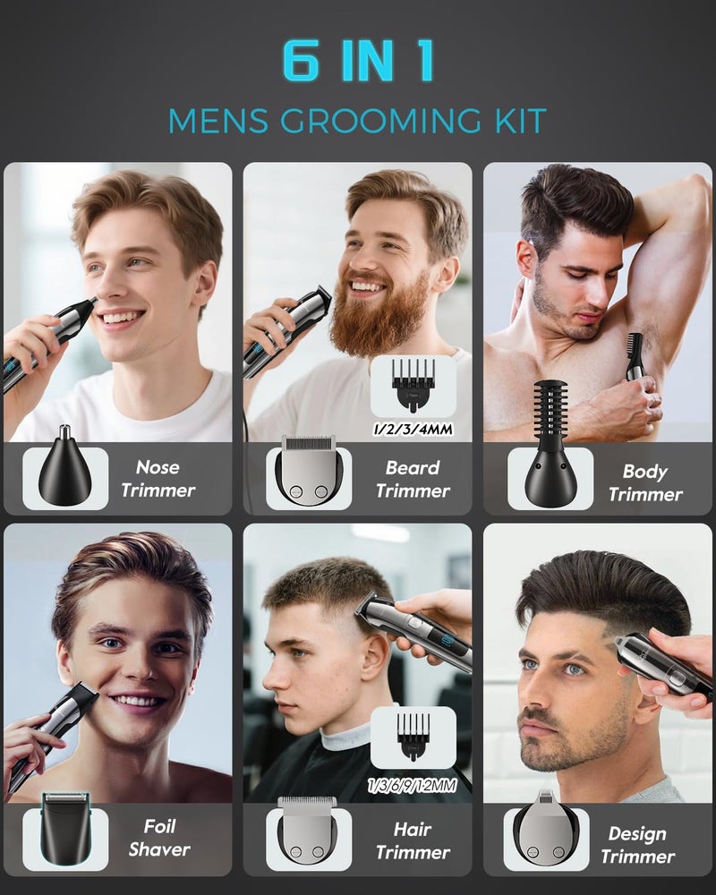 Brightup Beard Trimmer for Men - Electric Razor & Shaver, Cordless Hair Clippers Trimmers Set, IPX7 Waterproof Mens Grooming Kit for Shaving Face, Mustache, Body, Ear, Nose Hair Trimmer, Gifts for Men - Image 2