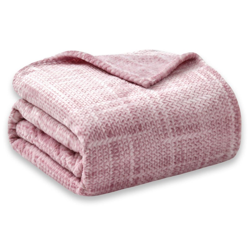 cOOva بطانية توأم كوفا Super Super Super - مريحة 3D Jacquard Leaf Fluffy رمي بطانية خفيفة الوزن وبطانية الصوف الدافئة لأريكة هدية للنساء أريكة أريكة التخييم والسفر. (الوردي الفاتح 60 "" x80 "") - Image 1
