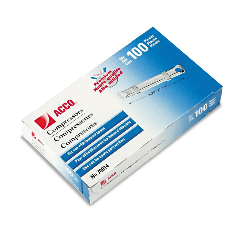 ACCO Brands Acco Prong Fastener Compressors, Premium, 1"" Capacity, For Standard 2-Hole Punch (2 3/4"" Centers), 100 Per Box (70014) - Image 1