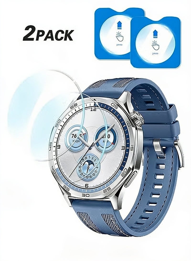 2 Pack Watch GT5/GT5 Pro 46MM Screen Protector, Tempered Glass with Alignment Stickers, Scratch-Resistant, HD, Ultra-Thin, Easy to Install, Full Coverage Protection for 46mm Watch - Image 1