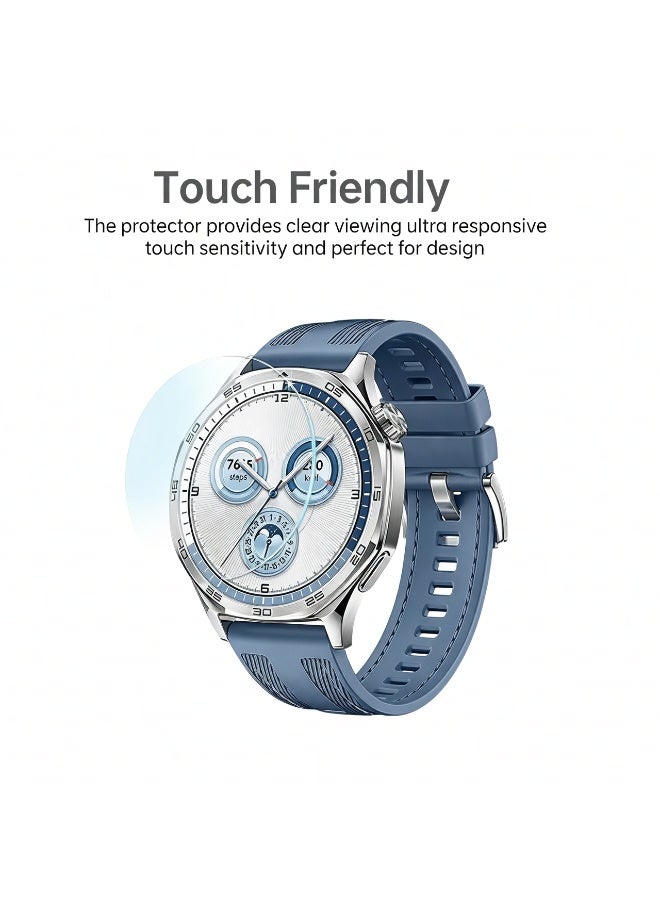 2 Pack Watch GT5/GT5 Pro 46MM Screen Protector, Tempered Glass with Alignment Stickers, Scratch-Resistant, HD, Ultra-Thin, Easy to Install, Full Coverage Protection for 46mm Watch - Image 2