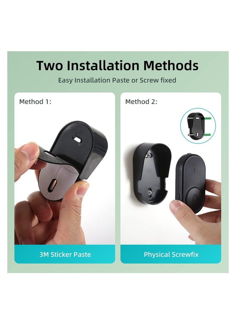 طقم جرس باب لاسلكي للمنازل والمكاتب - مقاوم للماء IP65، تمييز بين الباب الأمامي والخلفي، مدى 1050+ قدم، 38 لحن - مثالي للاستخدام في المنزل والمكتب والفصل الدراسي (موصل قياسي أوروبي)