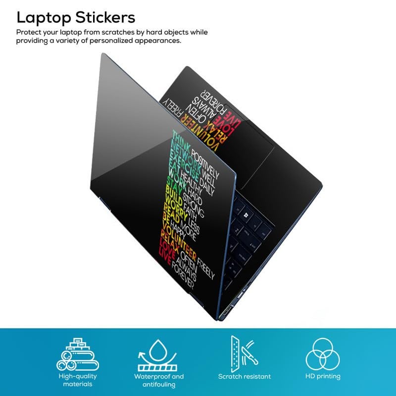 Galaxsia DSGN Dontgiveup-001 Full Body Laptop Skin Bubble-Free| Laminated & Removable | HD Quality Sticker for Laptops Upto 15.6 Inches Compatible with Hp/Dell/Acer/Lenovo/Asus etc - Image 2