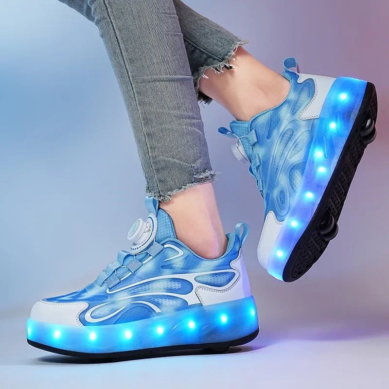Factory Wholesale Boys'' Light Luminous Shoes USB Rechargeable Roller Shoes Outdoor Sports Skate Shoes Fashion Walk Shoes - Image 4