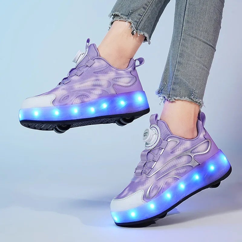 Factory Wholesale Boys'' Light Luminous Shoes USB Rechargeable Roller Shoes Outdoor Sports Skate Shoes Fashion Walk Shoes - Image 3