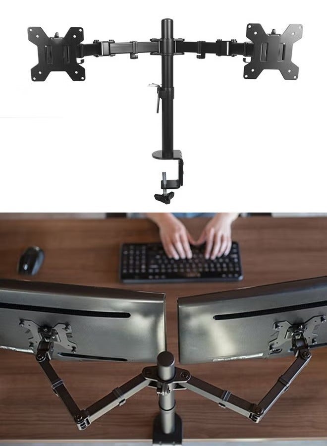 Arabest Dual Monitor Mount Stand, Articulating Gas Spring Monitor Arm, Adjustable Monitor Stand, Monitor Desk Mount with Clamp and Grommet Base - Fits 13 to 32 Inch LCD Computer Monitors  - Image 1