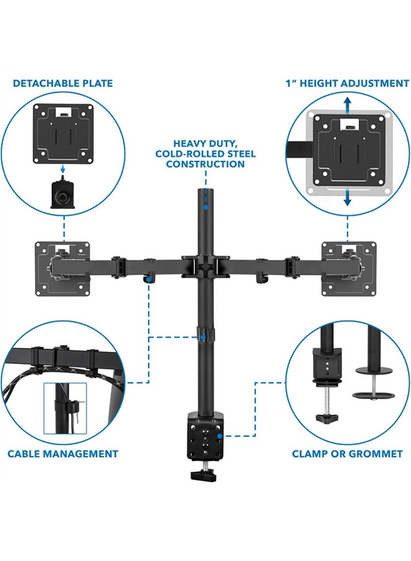 Arabest Dual Monitor Mount Stand, Articulating Gas Spring Monitor Arm, Adjustable Monitor Stand, Monitor Desk Mount with Clamp and Grommet Base - Fits 13 to 32 Inch LCD Computer Monitors  - Image 4