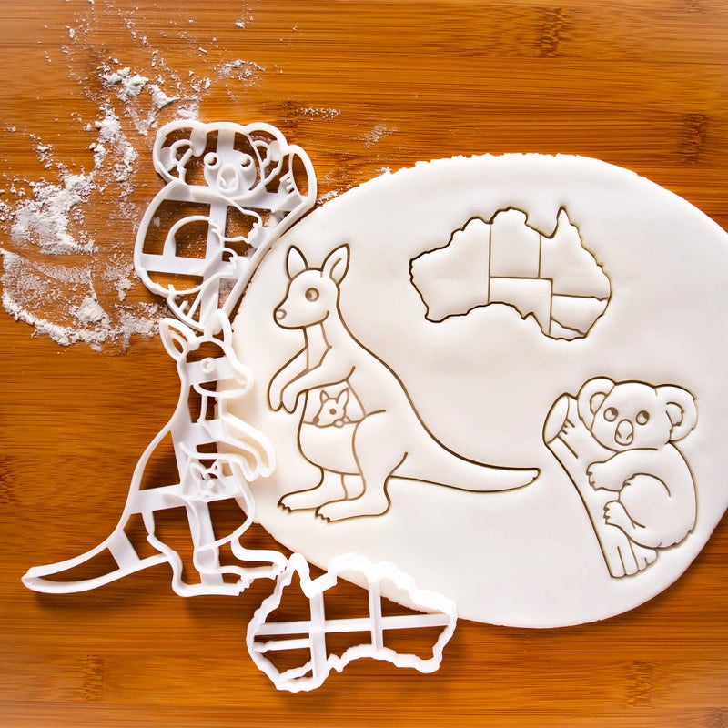 Bakerlogy Set of 3 Australia themed cookie cutters (Designs: Koala, Kangaroo and Australian Continent), 3 pieces - Bakerlogy - Image 2