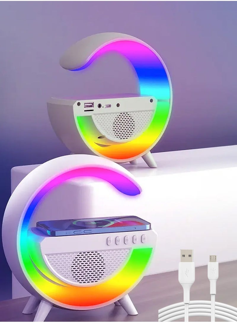 Playx Square - Portable Multifunctional Bluetooth Speaker LED Night Lights,FM Radio Speaker,Table Lamps,15w Wireless Fast Charger,RGB LED Desk Lamp,Alarm Clock,Colour Changing Party Light,Bedside Lamp,Mood light - Image 1