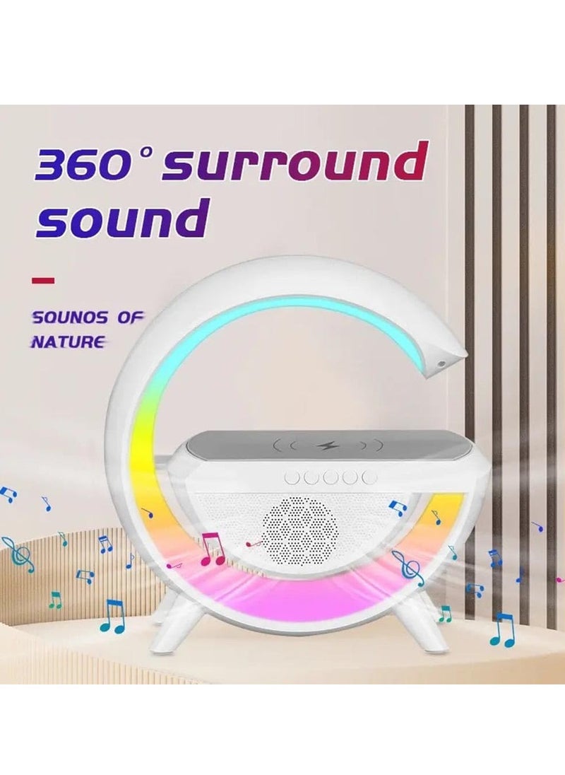 Playx Square - Portable Multifunctional Bluetooth Speaker LED Night Lights,FM Radio Speaker,Table Lamps,15w Wireless Fast Charger,RGB LED Desk Lamp,Alarm Clock,Colour Changing Party Light,Bedside Lamp,Mood light - Image 1