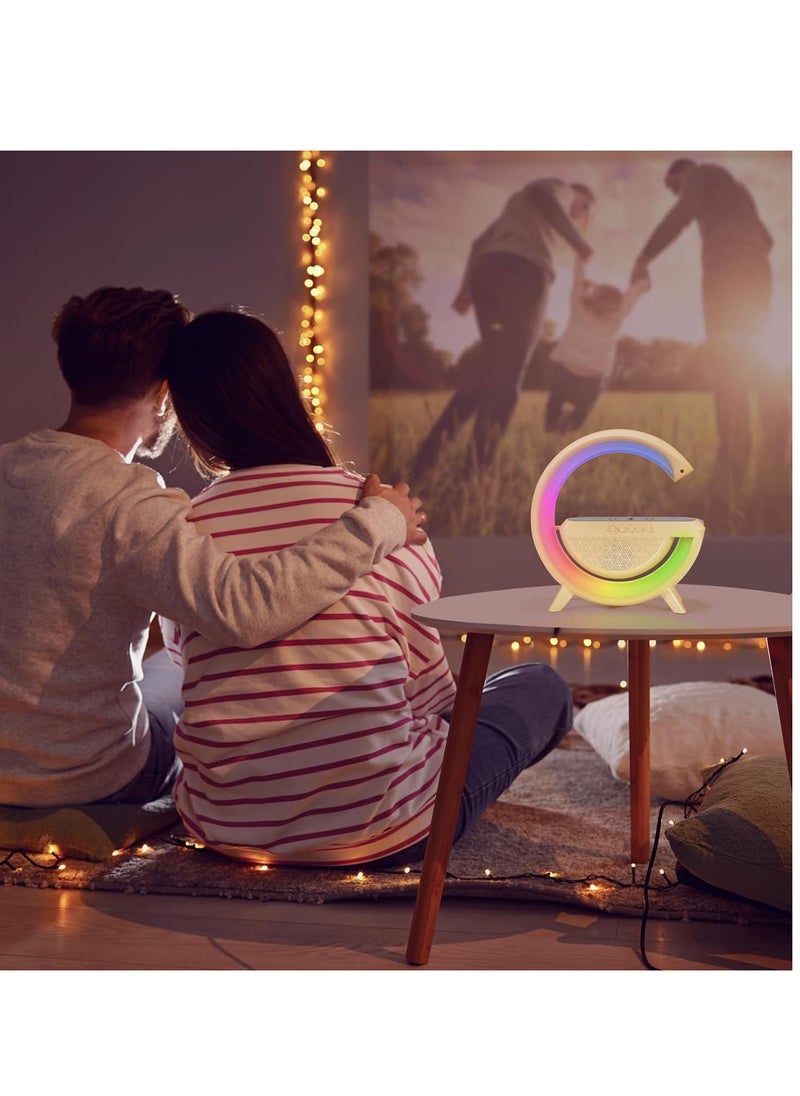 Playx Square - Portable Multifunctional Bluetooth Speaker LED Night Lights,FM Radio Speaker,Table Lamps,15w Wireless Fast Charger,RGB LED Desk Lamp,Alarm Clock,Colour Changing Party Light,Bedside Lamp,Mood light - Image 1