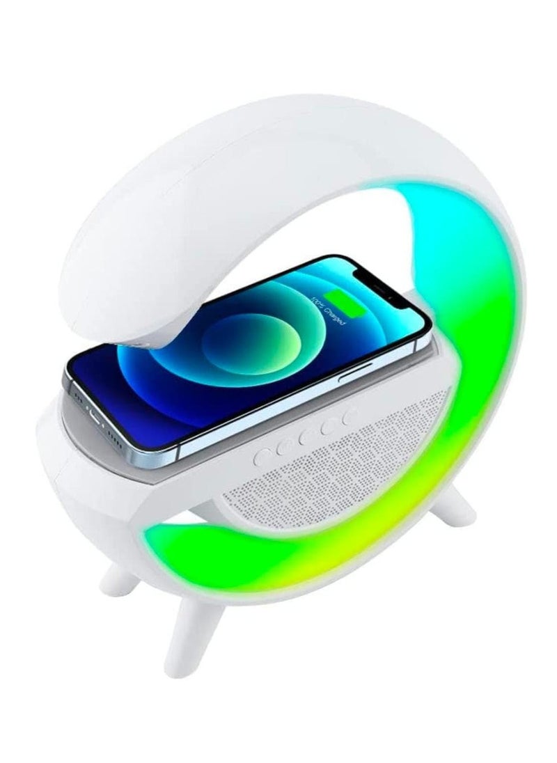 Playx Square - Portable Multifunctional Bluetooth Speaker LED Night Lights,FM Radio Speaker,Table Lamps,15w Wireless Fast Charger,RGB LED Desk Lamp,Alarm Clock,Colour Changing Party Light,Bedside Lamp,Mood light - Image 1